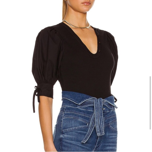 Ulla Johnson Pia Top in Noir Puff Sleeves Small - Picture 2 of 7